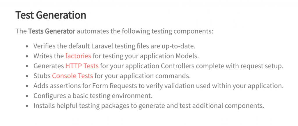 Laravel tests generator